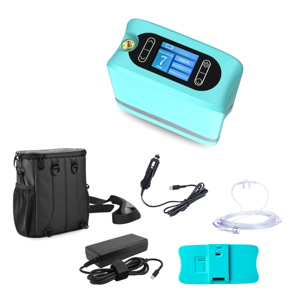 Lightweight Mini Size Quiet 1-7L Adjustable Pulse Portable Oxygen Concentrator With Carry Bag and 5 Hours Battery For Travel Use 96% Purity 1006S
