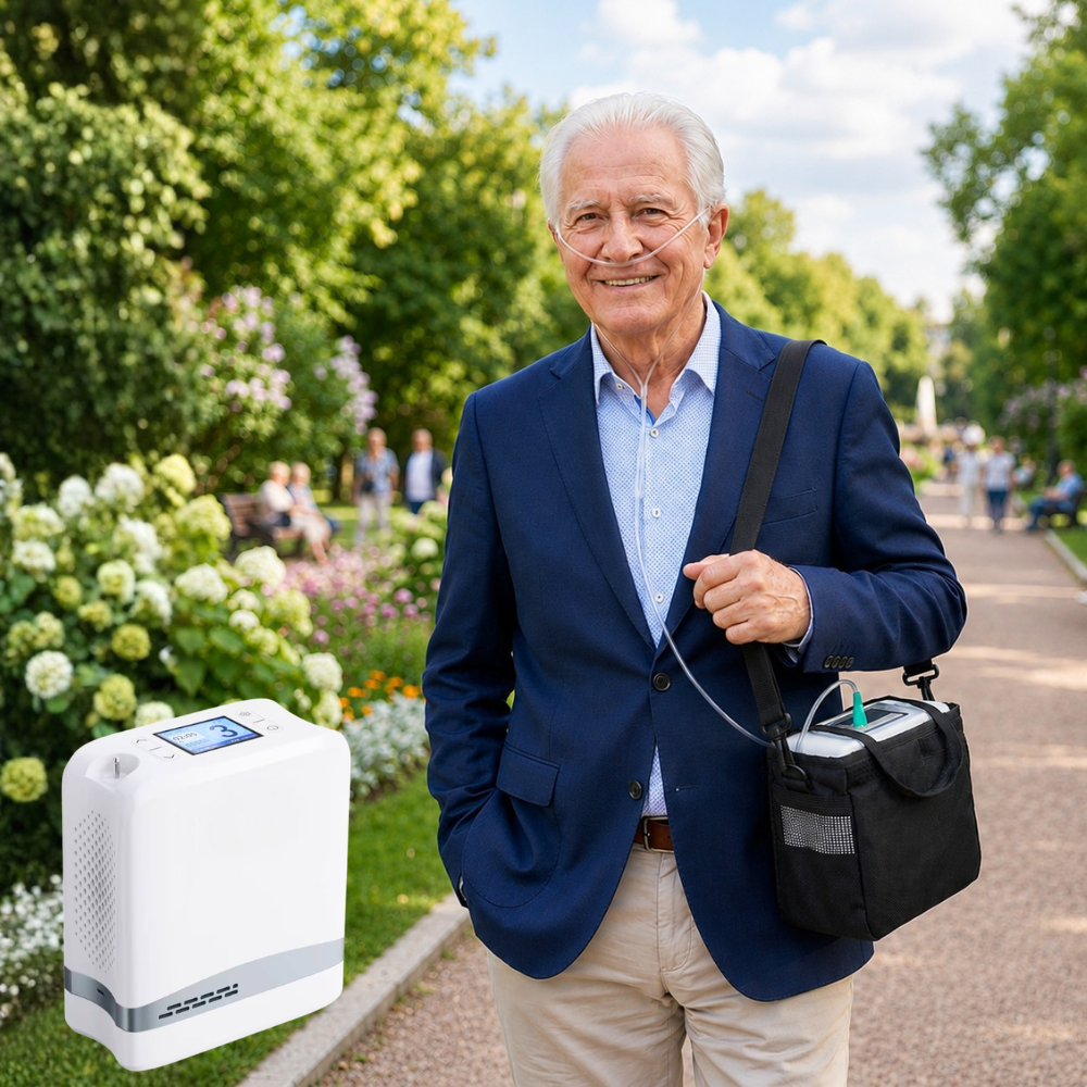 Mini 1-7L Portable Oxygen Concentrator with 5 Hours Battery for Travel Use 24/7 Continuously Work - 1007S