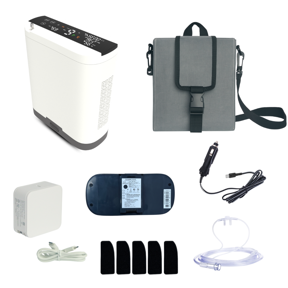 Mini Size 1-10L Adjustable Continuous&Pulse Flow Portable Oxygen Concentrator with Long-life Battery for Outdoor Use POC-10