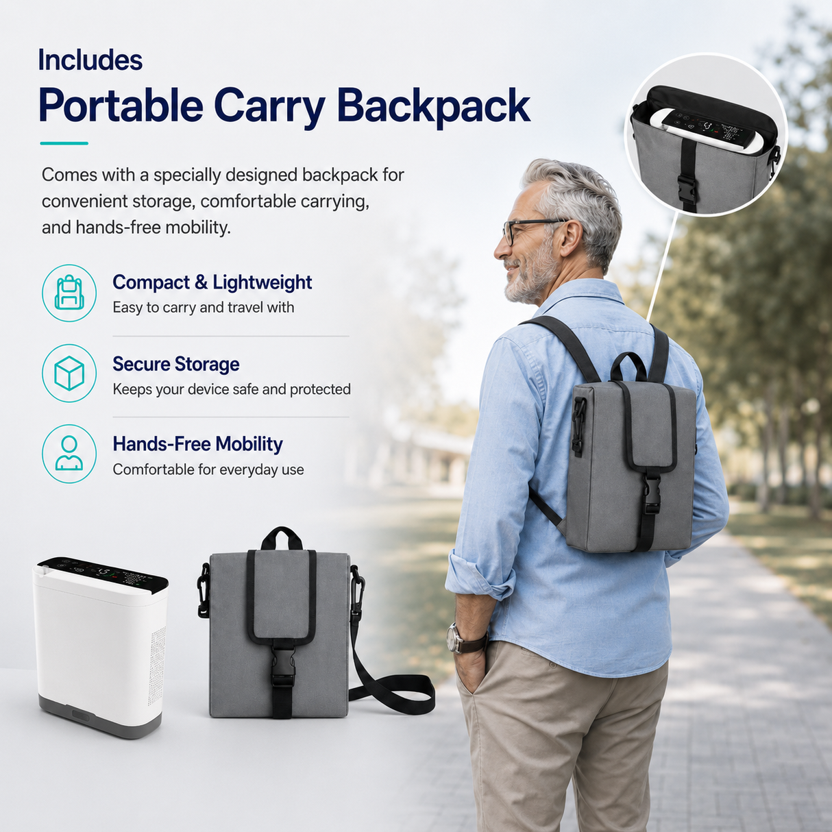 2026 New 10L Portable Oxygen Concentrator with 11 Hours Battery for Continuously Use POC-10