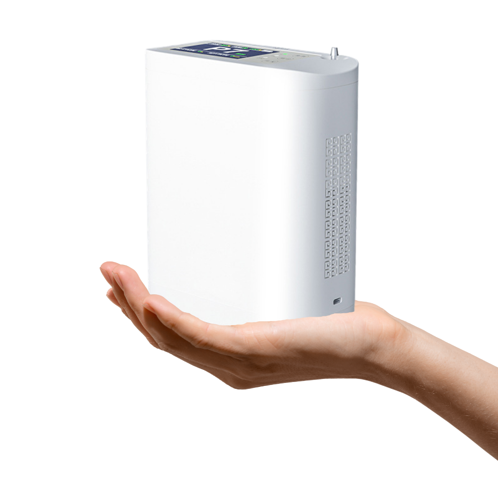 Small 8L Portable Battery Oxygen Concentrator Continuous&Pulse Flow with 5.5 Hours Battery for Travel Use Low Noise All Night Sleeping Use POC-08