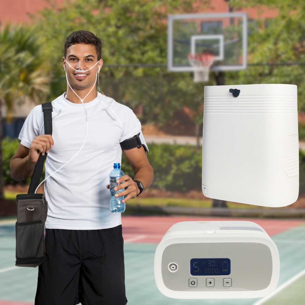 Portable 1-5L Continuous Flow 90% Purity Oxygen Concentrator With 2.5 Hours Battery Low Noise 24/7 Work 1001S