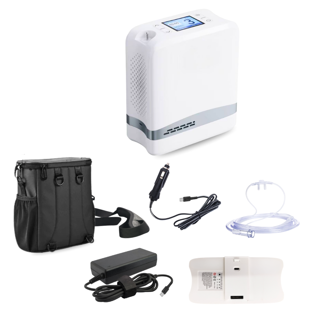 Mini 1-7L Portable Oxygen Concentrator with 5 Hours Battery for Travel Use - 1007S