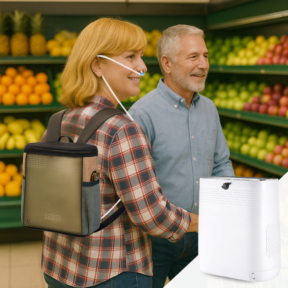 Small 5L Portable Long-time Working Battery Oxygen Concentrator Continuous Flow 24/7 Low Noise 1001S