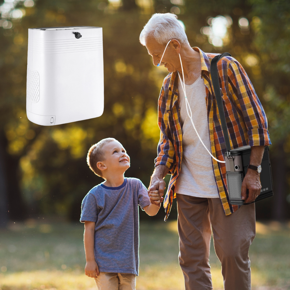 Small 5L Portable Long-time Working Battery Oxygen Concentrator Continuous Flow 24/7 Low Noise 1001S