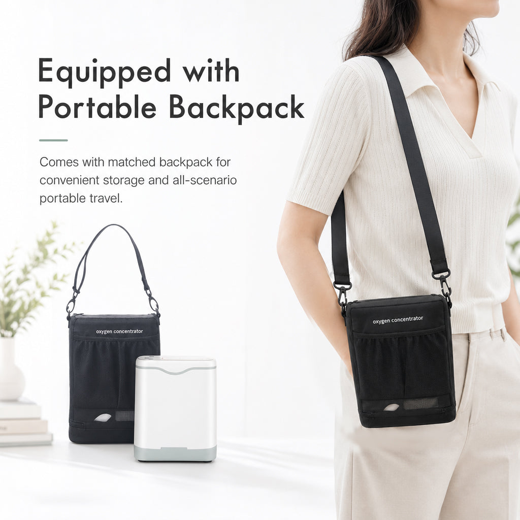 Lightweight 1-5L Adjustable Continuous Flow Portable Oxygen Concentrator With Long Time Battery For Travel Use HCN-5B