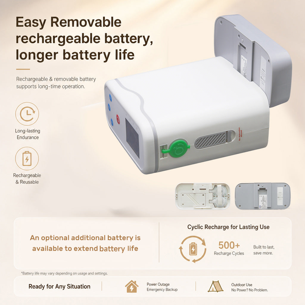 Lightweight 1-5L Adjustable Continuous Flow Portable Oxygen Concentrator With Long Time Battery For Travel Use HCN-5B