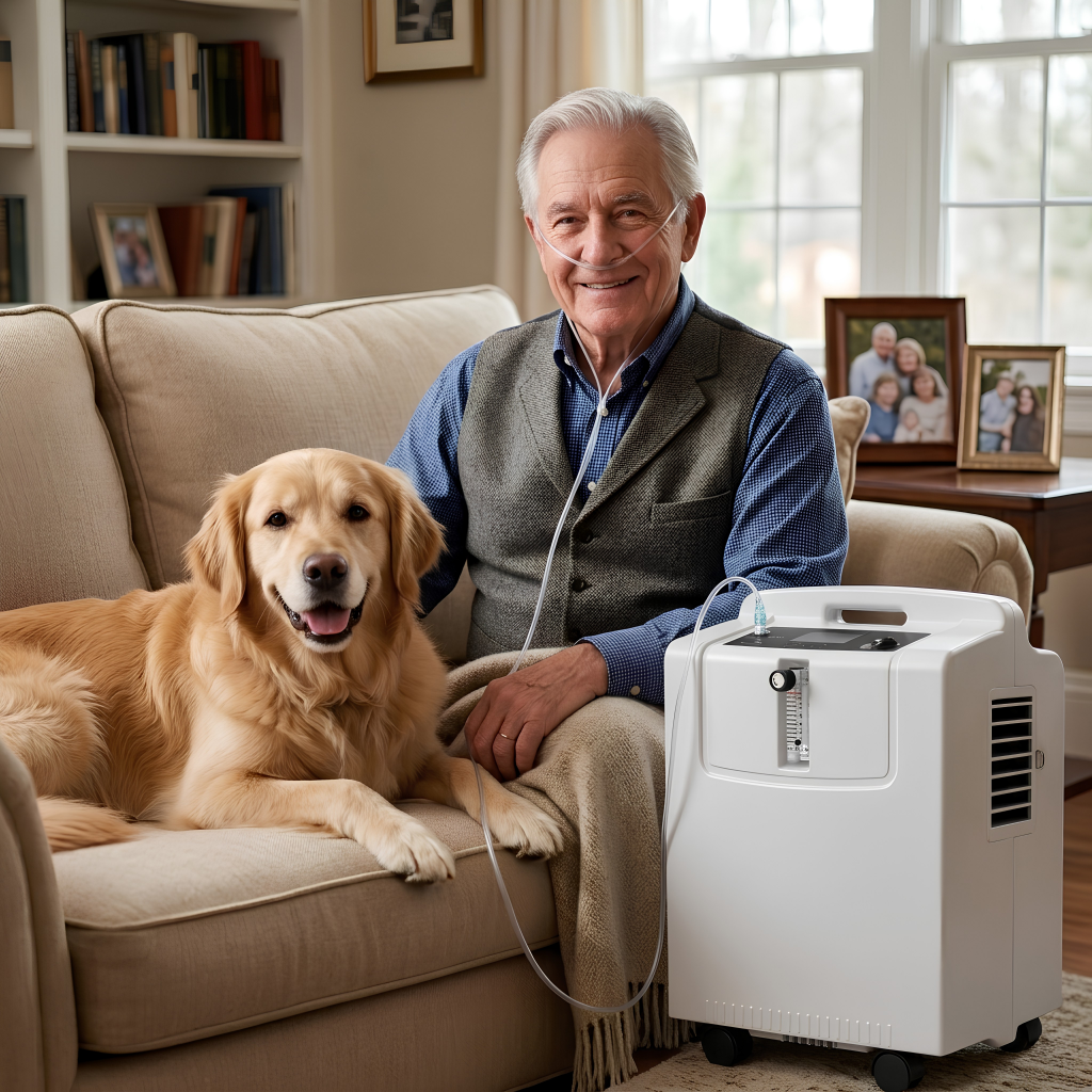 5L Continuous Flow Home Use Oxygen Concentrator with Quiet Operation and 93% High Purity Oxygen Output for Everyday Use JAY-5KW