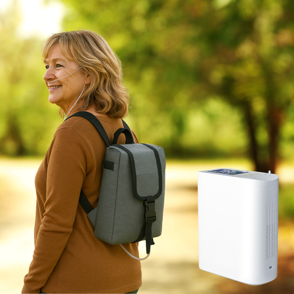 Mini Quiet 1-8L Adjustable Continuous&Pulse Flow Portable Oxygen Concentrator with Long-life Battery for Outdoor Use POC-08