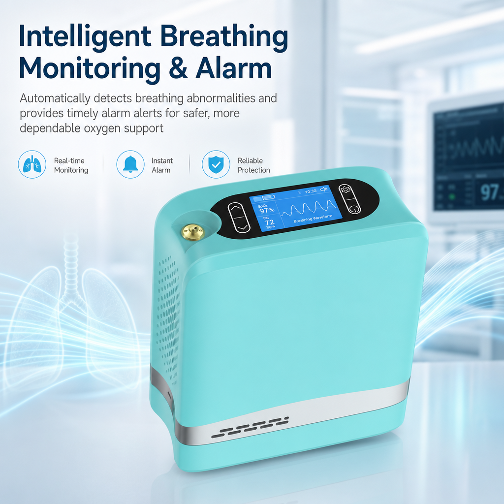 Small 1-7L Pulse Portable Battery Oxygen Concentrator for Travel with 5 Hours Battery Continuously Work All Night 1006S