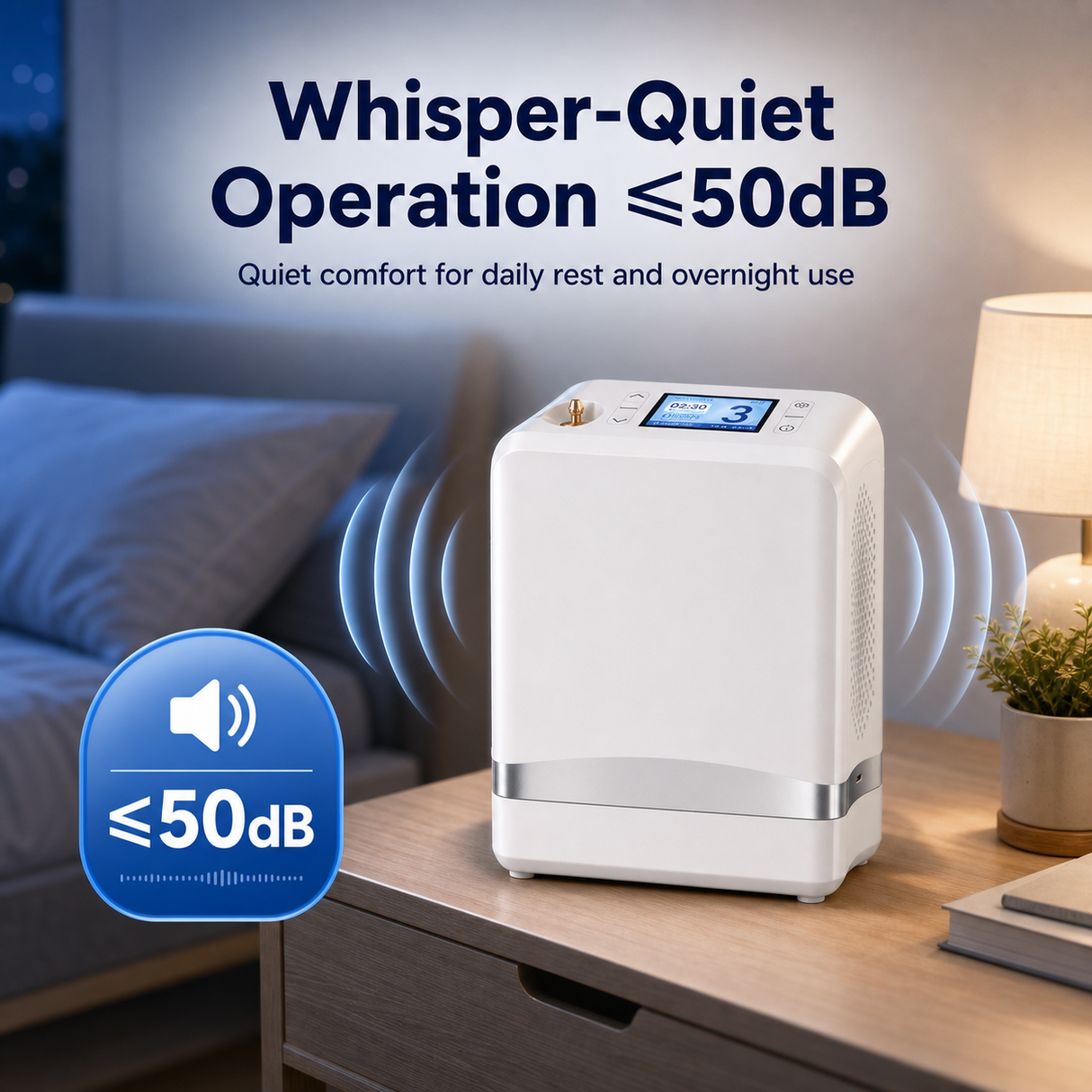 1-7L Portable 5 Hours Battery Oxygen Concentrator Pulse&Continuous Flow with 90% High Purity for Outdoor Use - 1007S