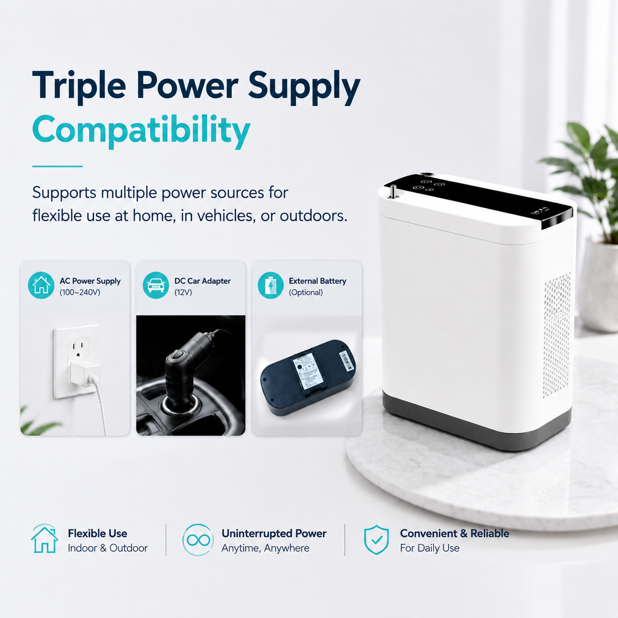 2026 New 10L Portable Oxygen Concentrator with 11 Hours Battery for Continuously Use POC-10
