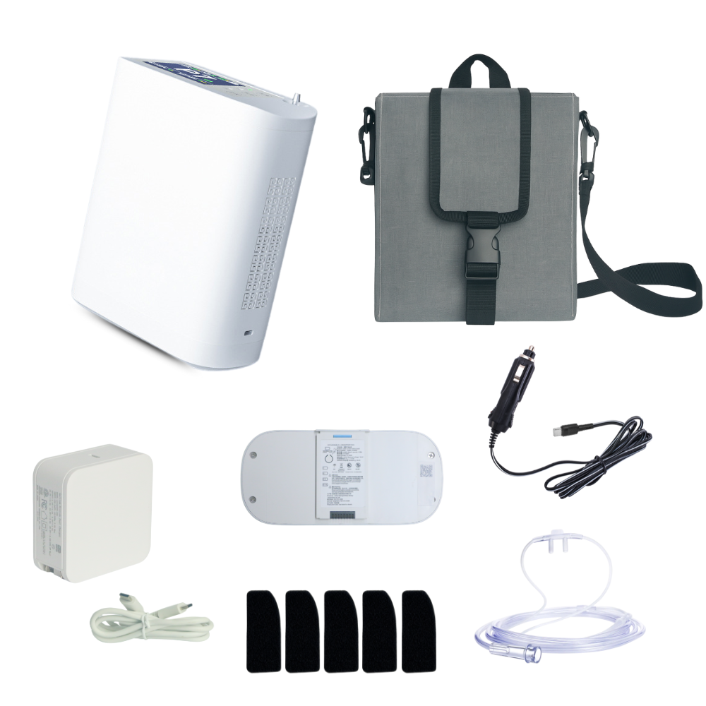 Mini Quiet 1-8L Adjustable Continuous&Pulse Flow Portable Oxygen Concentrator with Long-life Battery for Outdoor Use POC-08